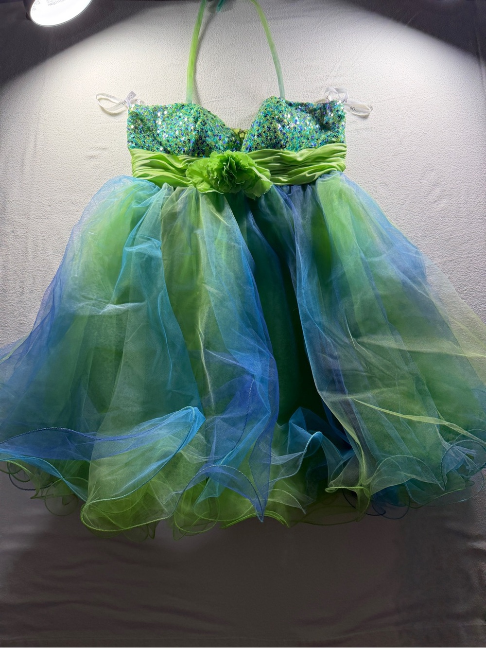 BG Haute Green Blue Sequin Tulle Party Dress Size 6 | Prom Pageant Homecoming
